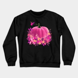 Pumpkin color pink, we wear pink all year round, breast cancer awareness Crewneck Sweatshirt